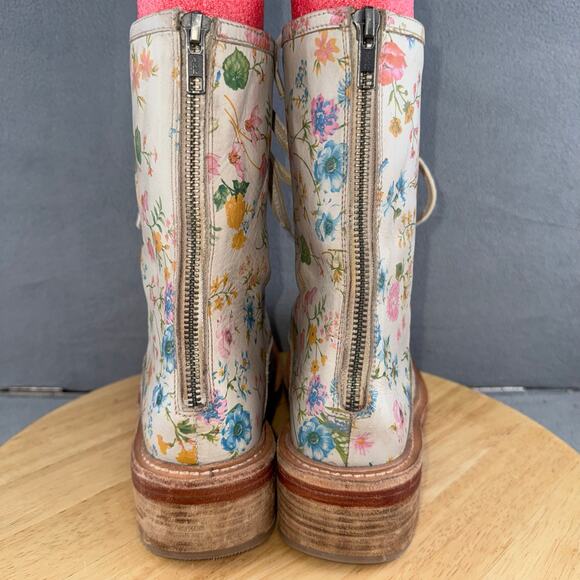 Free People Santa Fe Floral Leather Lace-Up Boots Women’s Size 38 / 7.5-8 US - Picture 4 of 8